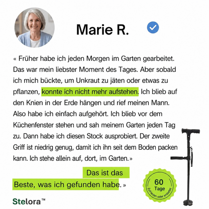 Stelora Gehstock – Sicher aufstehen & gehen mit Doppelgriff und LED